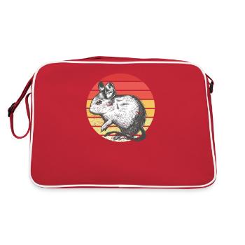 Degu Retro Sunset Rodent Gift Shrub Rat - Retro Bag - red/white - Back