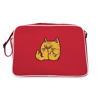 Cat finger finger funny orange - Retro Bag - red/white - Back