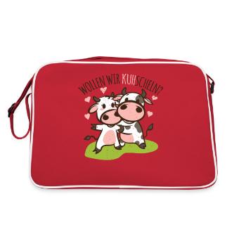 Cows love to cuddle - Retro Bag - red/white - Back