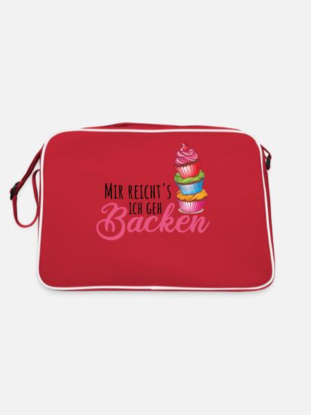 Mir reichts ich geh backen - Retro Tasche - Rot/Weiß - Hinten