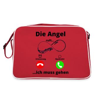 Angeln, Fischen, Fischer, Meer, Fisch, Geschenk - Retro Tasche - Rot/Weiß - Hinten