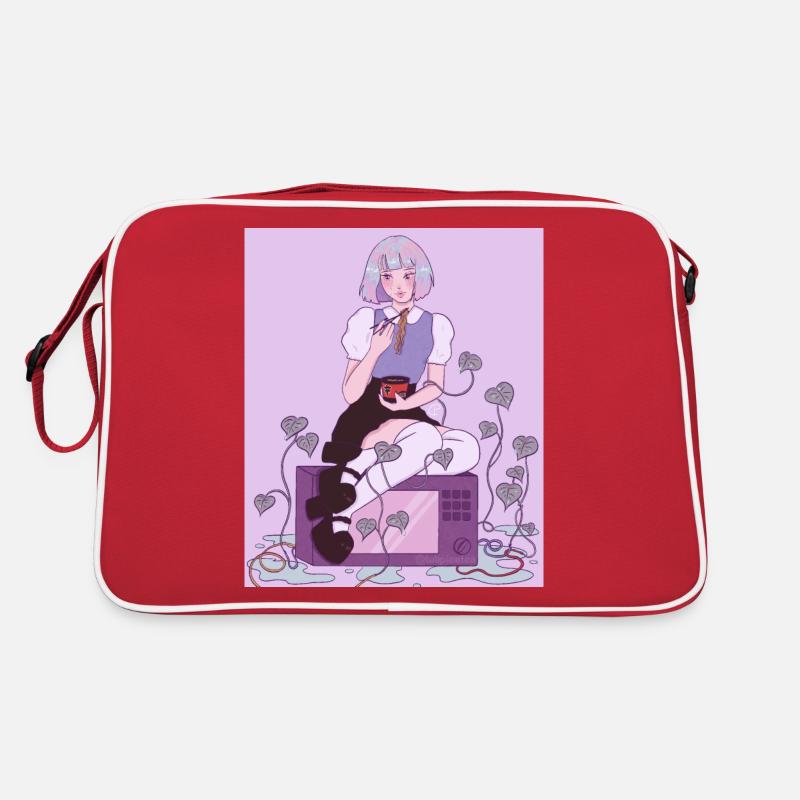 Anime écolière avec ramen four micro-ondes lierre Sac Retro