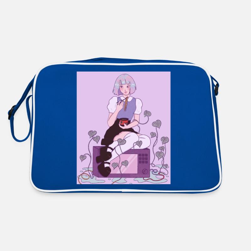 Anime Schulmädchen mit Ramen Mikrowelle Efeu Retro Tasche