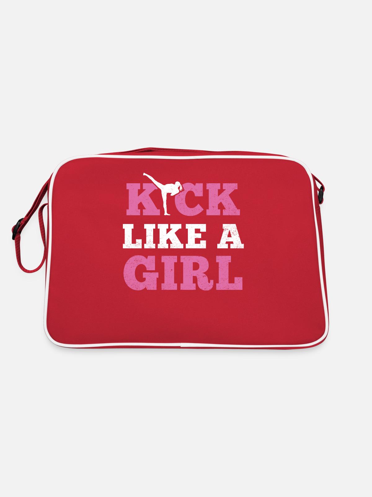 Kickboxer kickboxing trainer gift - Retro Bag - red/white - Back