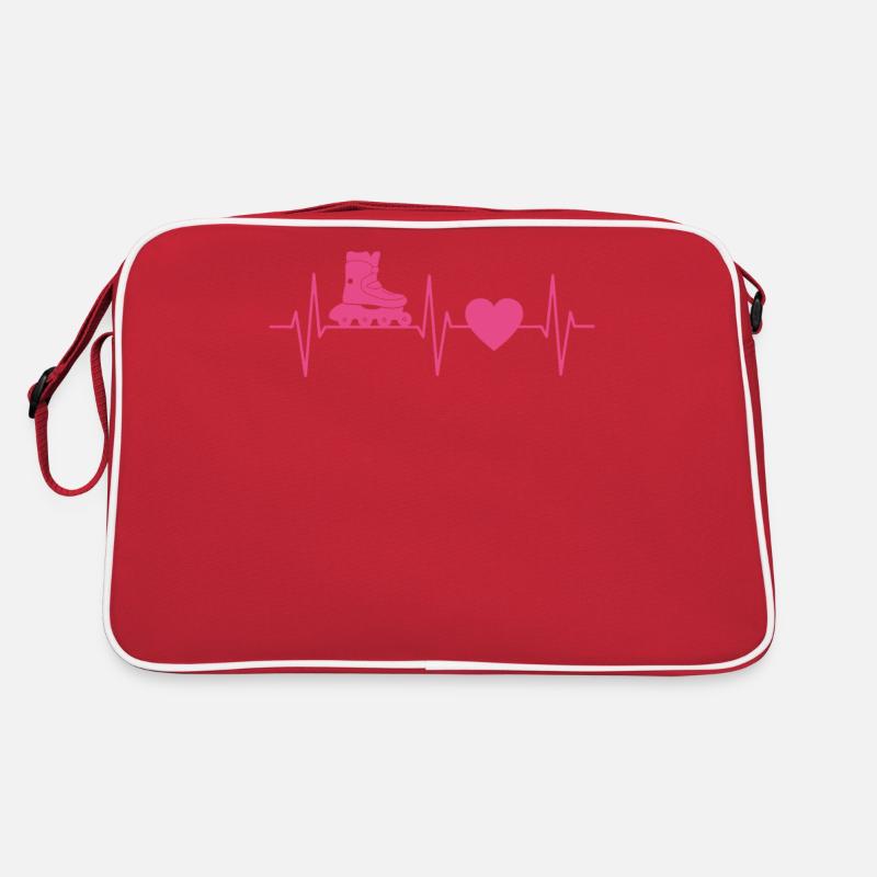 Rollerblading gift rollerblading EKG line heart Retro Bag