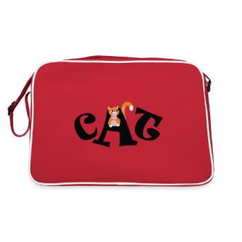 Cat cat cat lover pet kitty cats - Retro Bag - red/white - Back