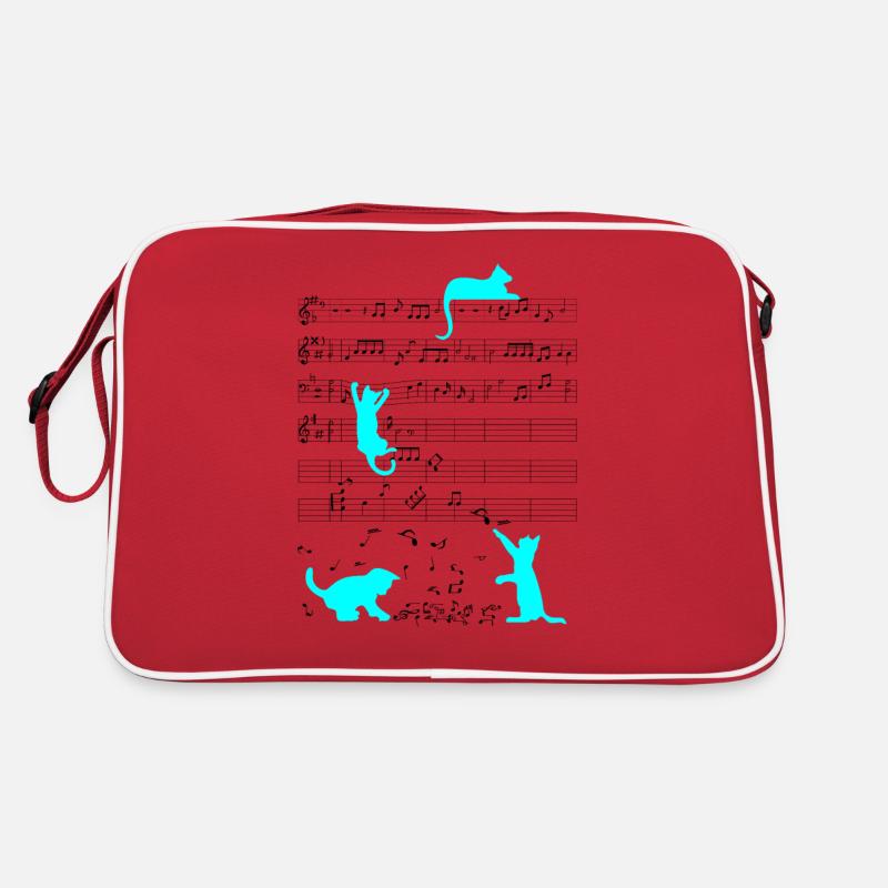 Cute cat musical note musician blue Retro Bag