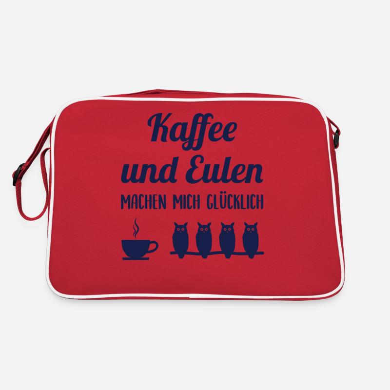 Eule Kaffee Liebhaber Glücklich Spruch Geschenk Retro Tasche