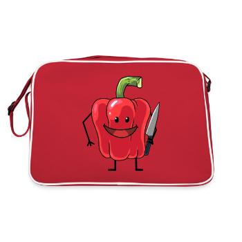 Paprika Gemüse Gesunde Speise Küchenmesser - Retro Tasche - Rot/Weiß - Hinten