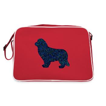 Newfoundland dog blue crystal - Retro Bag - red/white - Back