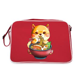 Kawaii Shiba Inu Noodles Chien Mignon Ramen Otaku Weea - Sac Retro - rouge/blanc - Dos