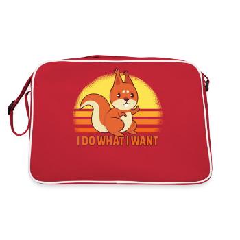 Écureuil drôle est méchant - cadeau - Sac Retro - rouge/blanc - Dos
