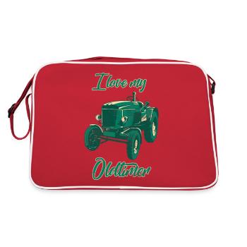 I love my Oldtimer Traktor - Retro Tasche - Rot/Weiß - Hinten