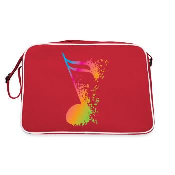 Musik Musiker Music Musikfan Musikfreund Musiker - Retro Tasche - Rot/Weiß - Hinten