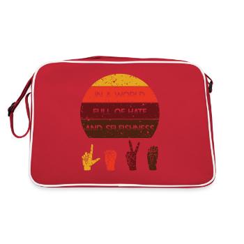Sign language gift | LOVE sign language - Retro Bag - red/white - Back