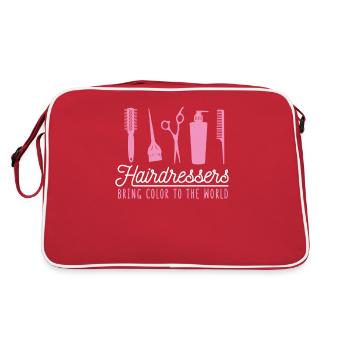 Friseurin Friseurinnen Geschenk Friseuse Frisör - Retro Tasche - Rot/Weiß - Hinten