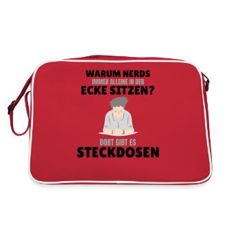 Nerds Nerd Programmierer Informatiker Computer - Retro Tasche - Rot/Weiß - Hinten