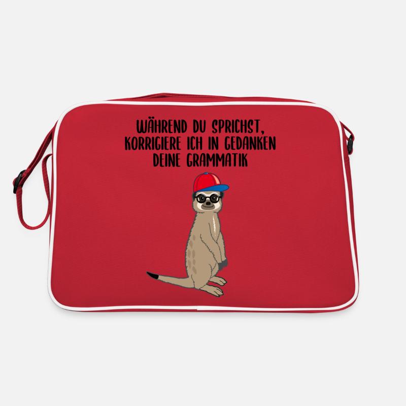 Lustiges Erdmännchen Grammatik Spruch Geschenk Retro Tasche