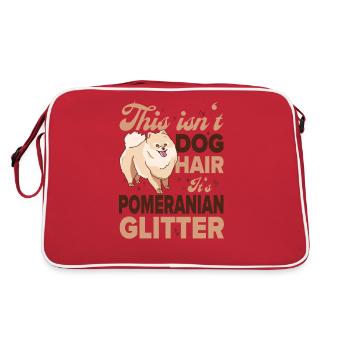 Dies ist nicht Hundehaar Es ist Pom Glitter - Lustiger Hund - Retro Tasche - Rot/Weiß - Hinten