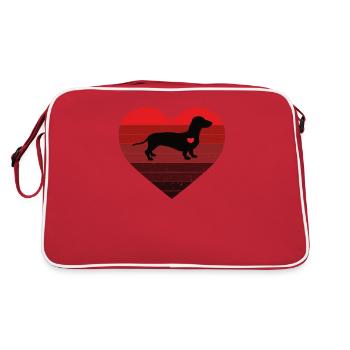 Dachshund Hearts Valentines Day Funny Dog Valentin - Retro Bag - red/white - Back