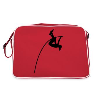 Stabhochsprung Leichtathletik Springerin Geschenk - Retro Tasche - Rot/Weiß - Hinten
