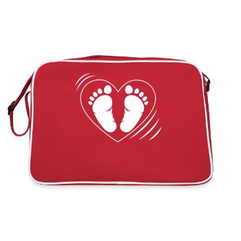 Hearty Baby Feet Maternity Baby Alarm - Retro Bag - red/white - Back