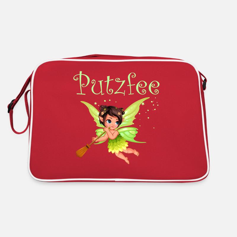 Süße Putzfee Haushaltshilfe Putzfrau - Retro Tasche - Rot/Weiß