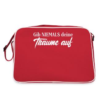 Gib Niemals Deine Träume Auf Lebensmotto Traum - Retro Tasche - Rot/Weiß - Hinten