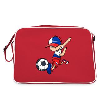 Fußball Russland Geschenk Fußballspieler Junge - Retro Tasche - Rot/Weiß - Hinten