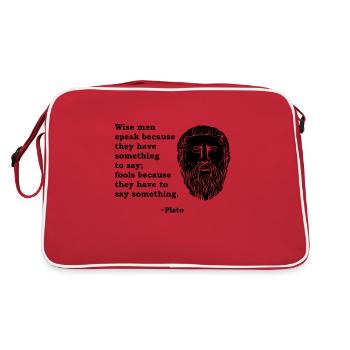 Plato Quote Philosophy Gift Antique Philosopher - Retro Bag - red/white - Back