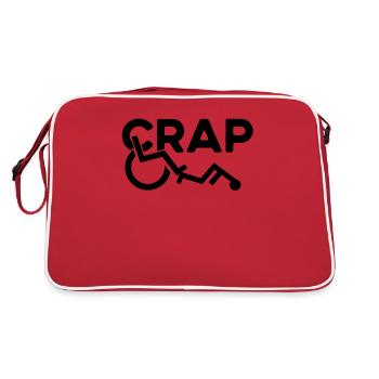 Crap - Funny Handicap Wheelchair Fall - Retro Bag - red/white - Back