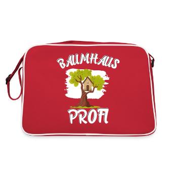 Baumhaus Bauen Profi Papa Vater Heimwerker - Retro Tasche - Rot/Weiß - Hinten