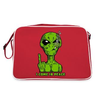 Come in Peace Alien UFO Enlèvement extraterrestre - Sac Retro - rouge/blanc - Dos