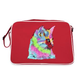 Cat colorful - Retro Bag - red/white - Back
