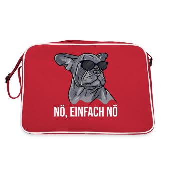 Französische Bulldogge Mit Sonnenbrille Nö Einfach - Retro Tasche - Rot/Weiß - Hinten