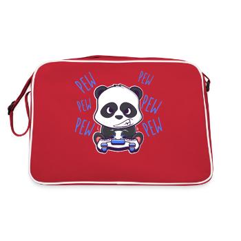 Pew Pew Panda Noir et Blanc Gaming Kawaii - Sac Retro - rouge/blanc - Dos
