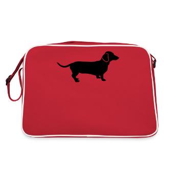Dackelhund Dackel Hund Dackelwelpe Geschenk - Retro Tasche - Rot/Weiß - Hinten