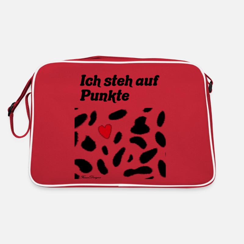Punkte, Dalmatiner Knabstupper Hund Pferd mit Herz - Retro Tasche - Rot/Weiß