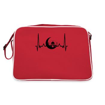 Ramadan Kareem Heartbeat-Moschee Islamische Fasten - Retro Tasche - Rot/Weiß - Hinten