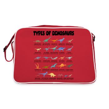 Types Of Dinosaurs Dino Identification - Cute - Retro Bag - red/white - Back