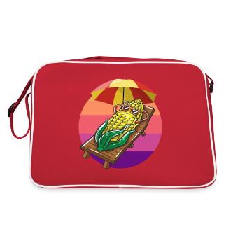 Funny corn cob with sunglasses corn sun - Retro Bag - red/white - Back