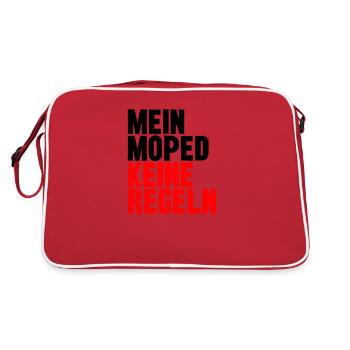 Mopedfahrer Moped fahren Retro Vintage Zweitakt - Retro Tasche - Rot/Weiß - Hinten
