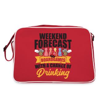 Wochenendprognose Brettspiele – Bier beim Spielen - Retro Tasche - Rot/Weiß - Hinten