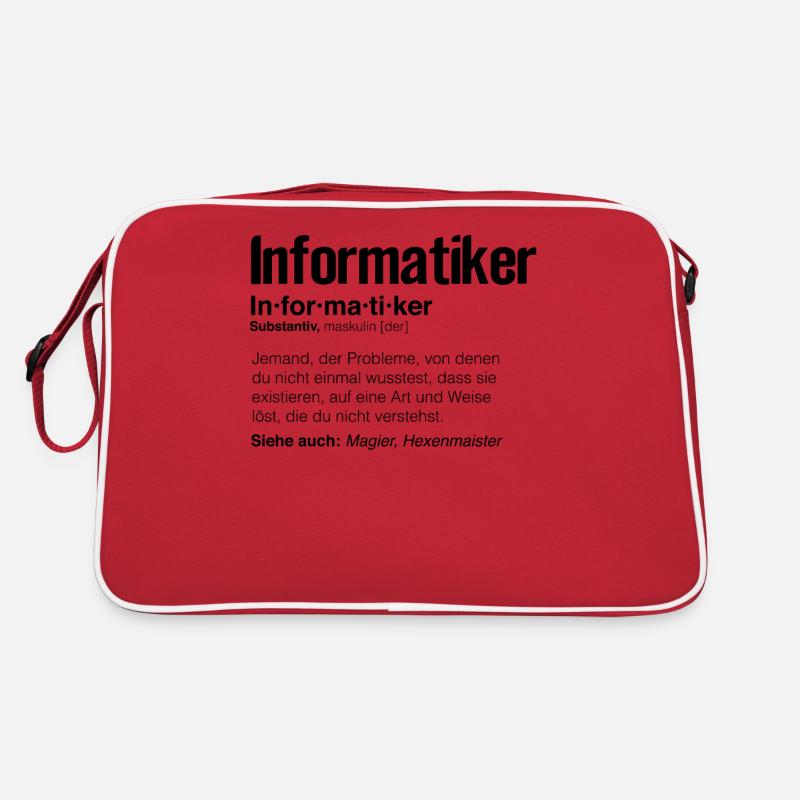 Informatiker Definition, Erklärung, Zauberer, Hexe - Retro Tasche - Rot/Weiß