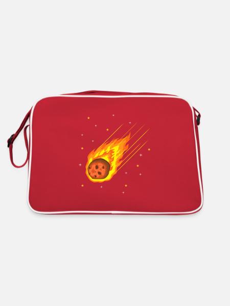 Meteorit Asteroid Kometen Meteoritenschauer - Retro Tasche - Rot/Weiß - Hinten