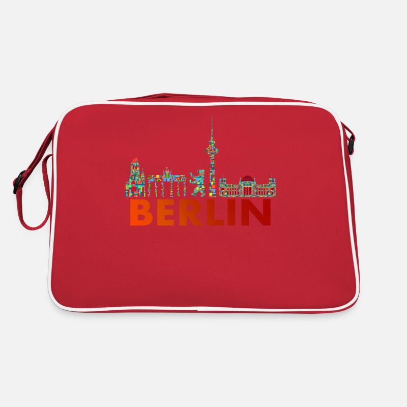 Berlin Skyline Design - Fernsehturm - Retro Tasche - Rot/Weiß