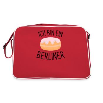 ich bin ein Berliner, JFK - Berliner - Berlin - wa - Retro Tasche - Rot/Weiß - Hinten