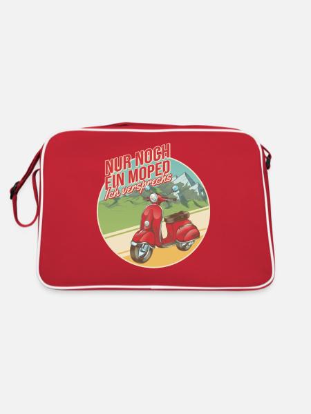 Nur Noch Ein Moped Mofa Roller Motorroller - Retro Tasche - Rot/Weiß - Hinten