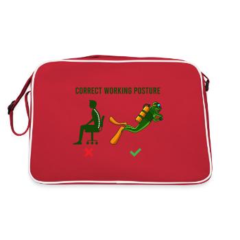 Proper working posture diver office diving - Retro Bag - red/white - Back