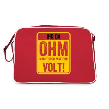 Ihr da OHM macht doch Watt ihr Volt - Elektriker - - Retro Tasche - Rot/Weiß - Hinten